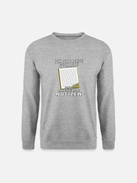 NOTIZBLOCK ICH BEOBACHTE EUCH ALLE - Unisex Pullover - Weißgrau meliert