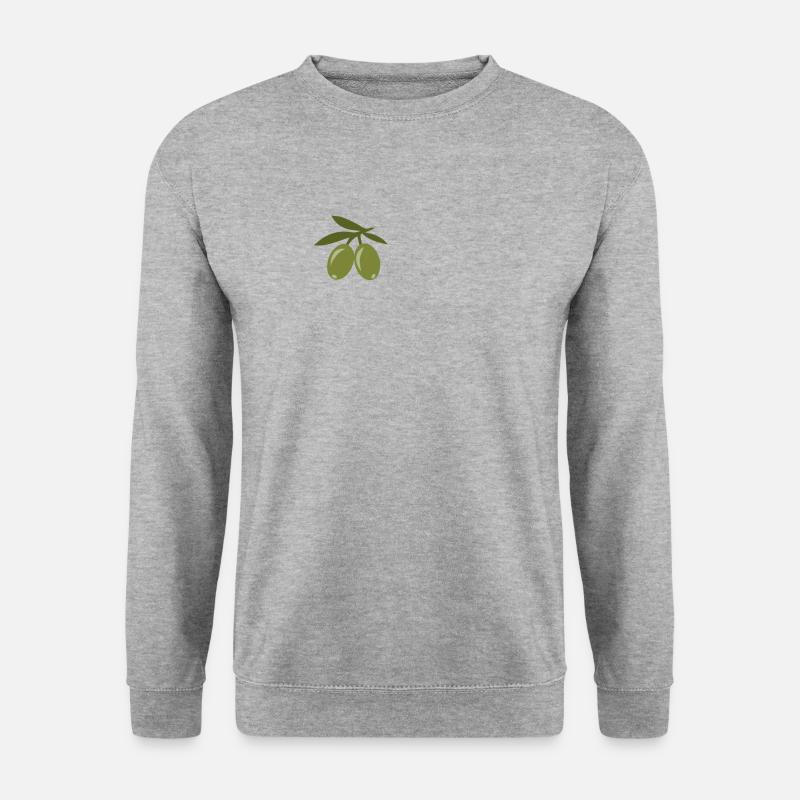 Oliven - Unisex Pullover - Weißgrau meliert
