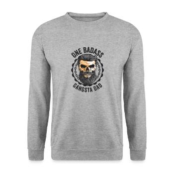 Badass Papa Gangsta Crâne Enfants Grand-père Enfants - Sweat-shirt Unisexe - gris chiné - Devant - Alina (178cm) & Michal (187cm)