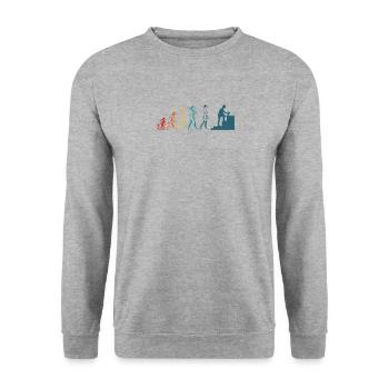 Evolution du finisseur de béton Drôle de travailleur du béton - Sweat-shirt Unisexe - gris chiné - Devant - Alina (178cm) & Michal (187cm)