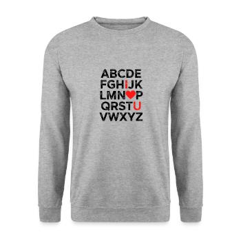 Ich liebe dich Alphabet - Unisex Pullover - Weißgrau meliert - Vorne - Alina (178cm) & Michal (187cm)