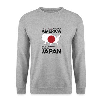 Né japonais Japonais Américain USA - Sweat-shirt Unisexe - gris chiné - Devant - Alina (178cm) & Michal (187cm)