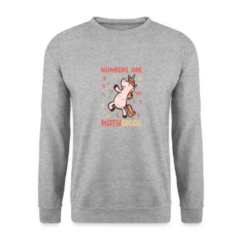 Mathematik Zahlenliebhaber Mathematik Einhorn - Unisex Pullover - Weißgrau meliert - Vorne - Alina (178cm) & Michal (187cm)