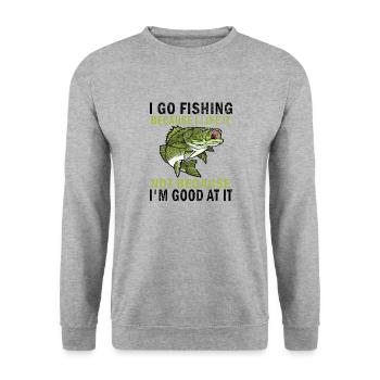 Funny Fishing Tee I Go Fishing Because I Like It - Unisex Sweatshirt - salt & pepper - Front - Alina (178cm) & Michal (187cm)