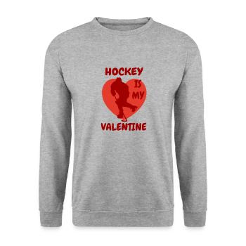 Eishockeyspieler Valentinstag Eishockey Valentine - Unisex Pullover - Weißgrau meliert - Vorne - Alina (178cm) & Michal (187cm)