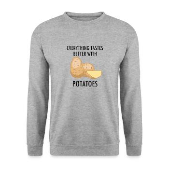 Vegetables Funny Quote Potatoe Eating - Unisex Sweatshirt - salt & pepper - Front - Alina (178cm) & Michal (187cm)