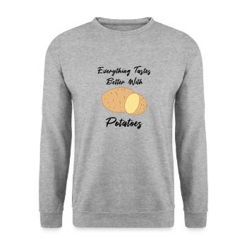 Life With Potatoes Hobby Chef Vegetables - Unisex Sweatshirt - salt & pepper - Front - Alina (178cm) & Michal (187cm)