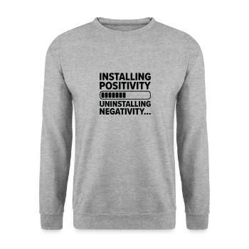Installieren Optimistische Menschen Glück Positiv - Unisex Pullover - Weißgrau meliert - Vorne - Alina (178cm) & Michal (187cm)