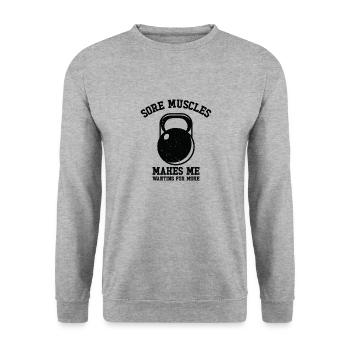 Muskelkater Fitness Gewichtheben - Unisex Pullover - Weißgrau meliert - Vorne - Alina (178cm) & Michal (187cm)