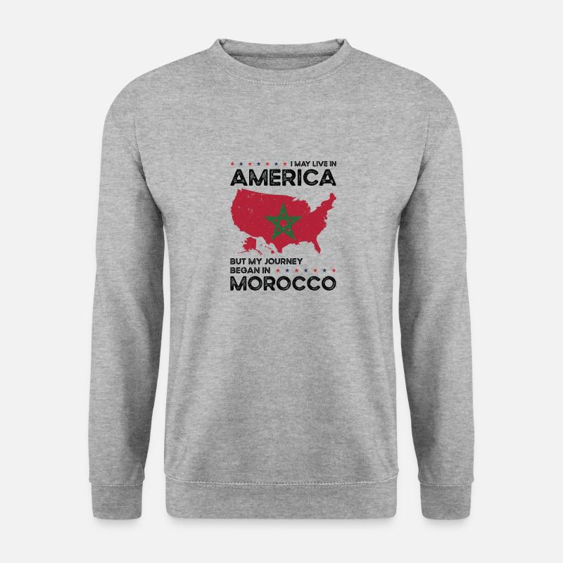 Né marocain Maroc États-Unis - Sweat-shirt Unisexe - gris chiné