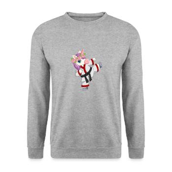 Licorne de karaté - Sweat-shirt Unisexe - gris chiné - Devant - Alina (178cm) & Michal (187cm)