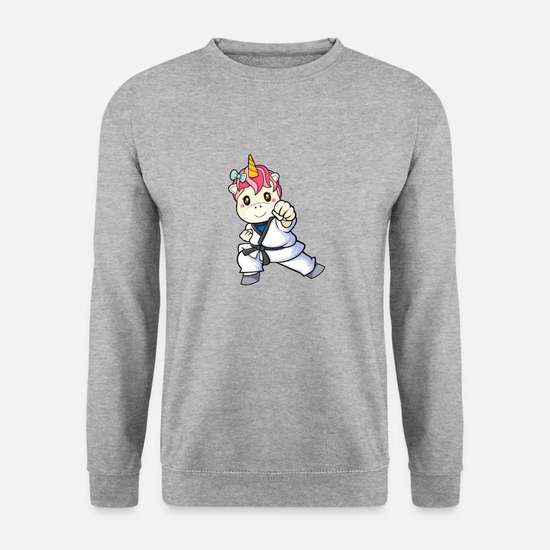Judo Einhorn - Unisex Pullover - Weißgrau meliert