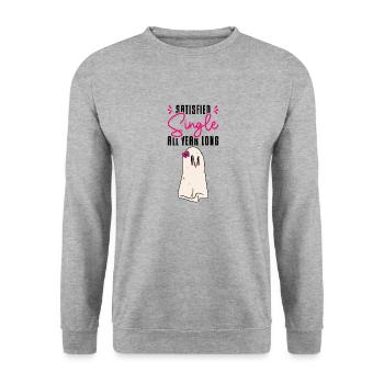 Single Satisfied Relationship Status Solo Single - Unisex Sweatshirt - salt & pepper - Front - Alina (178cm) & Michal (187cm)