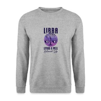Waage Energie Astrologisches Tierkreiszeichen - Unisex Pullover - Weißgrau meliert - Vorne - Alina (178cm) & Michal (187cm)
