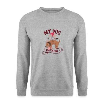 Retro Matching Valentine Day Heart Dog T-Shirt - Unisex Sweatshirt - salt & pepper - Front - Alina (178cm) & Michal (187cm)