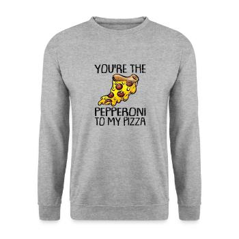 Tu es le pepperoni à ma pizza - Sweat-shirt Unisexe - gris chiné - Devant - Alina (178cm) & Michal (187cm)