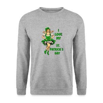 MME LOVE LA SAINT-PATRICK - Sweat-shirt Unisexe - gris chiné - Devant - Alina (178cm) & Michal (187cm)