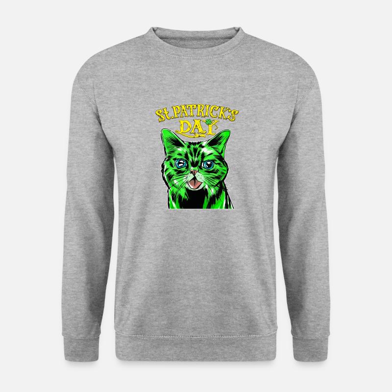 KATZE ST. PATRICKS DAY - Unisex Pullover - Weißgrau meliert