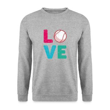 Love Baseball lustiges funny Design Tshirt - Unisex Pullover - Weißgrau meliert - Vorne - Alina (178cm) & Michal (187cm)