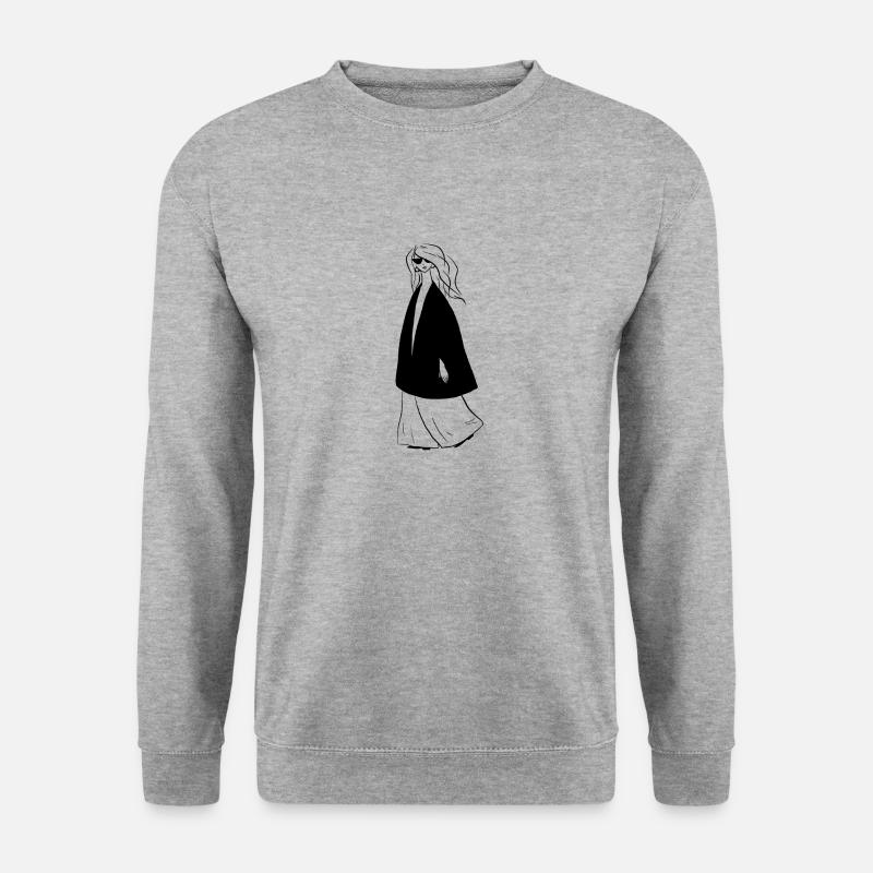 Fashion Mode Zeichnung - Unisex Pullover - Weißgrau meliert