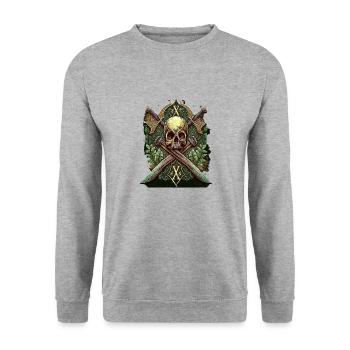 Viking Skull - Unisex Sweatshirt - salt & pepper - Front - Alina (178cm) & Michal (187cm)