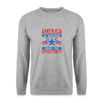 AMERICA IS ANOTHER NAME FOR OPPORTUNITY 2 - Unisex Sweatshirt - salt & pepper - Front - Alina (178cm) & Michal (187cm)