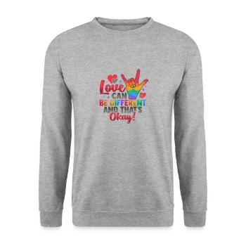 Gay Pride LGBTQ Design für eine Pride Parade - Unisex Pullover - Weißgrau meliert - Vorne - Alina (178cm) & Michal (187cm)