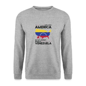Geborener Venezolaner Venezuela Amerikaner USA - Unisex Pullover - Weißgrau meliert - Vorne - Alina (178cm) & Michal (187cm)
