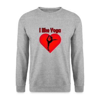 Ein Herz für Yoga Figur-Natarajasana - der Tänzer - Unisex Pullover - Weißgrau meliert - Vorne - Alina (178cm) & Michal (187cm)