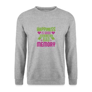 HAPPINES EST BON EN BONNE SANTÉ ET UN MAUVAIS SOUVENIR - Sweat-shirt Unisexe - gris chiné - Devant - Alina (178cm) & Michal (187cm)