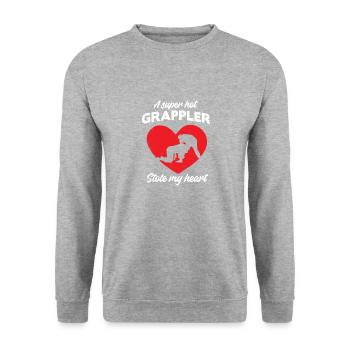 Jiu Jitsu Funny Stole My Heart Theme - Sweat-shirt Unisexe - gris chiné - Devant - Alina (178cm) & Michal (187cm)
