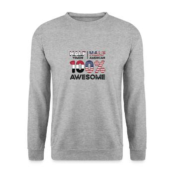Geborener Jemenit Jemen Amerikaner USA - Unisex Pullover - Weißgrau meliert - Vorne - Alina (178cm) & Michal (187cm)