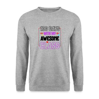 Chemise d’école, 100 jours avec ma classe géniale - Sweat-shirt Unisexe - gris chiné - Devant - Alina (178cm) & Michal (187cm)