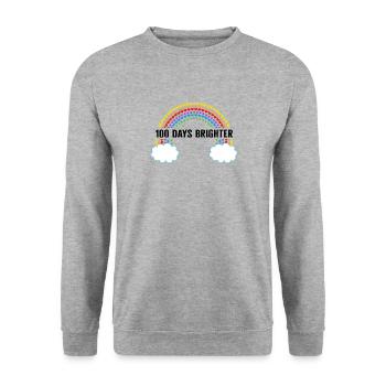Schulshirt, 100 Days Brighter Rainbow Tee, Rücken - Unisex Pullover - Weißgrau meliert - Vorne - Alina (178cm) & Michal (187cm)