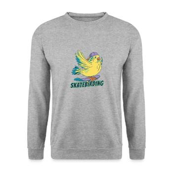 Budgie Skateboard Cockatiel Skater - Sweat-shirt Unisexe - gris chiné - Devant - Alina (178cm) & Michal (187cm)