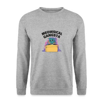 Musical Gangsta Party DJ Music Cat Owner Pet - Unisex Sweatshirt - salt & pepper - Front - Alina (178cm) & Michal (187cm)