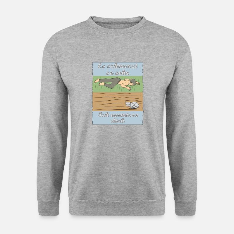 MENSCH TRAURIG KATZE - Unisex Pullover - Weißgrau meliert