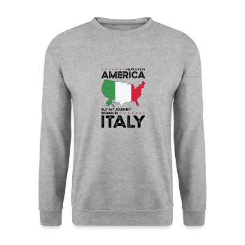 Né en Italie Italie États-Unis - Sweat-shirt Unisexe - gris chiné - Devant - Alina (178cm) & Michal (187cm)