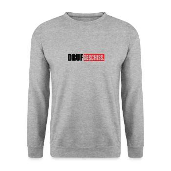 Druf Geschiss Saarland Saar Saarländisch - Unisex Pullover - Weißgrau meliert - Vorne - Alina (178cm) & Michal (187cm)
