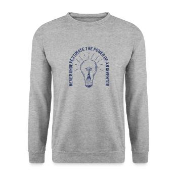 Ne sous-estimez pas le pouvoir de l’inventeur - Sweat-shirt Unisexe - gris chiné - Devant - Alina (178cm) & Michal (187cm)