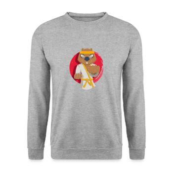 Karate Wombat Cute Rodent Wildlife Animal - Unisex Sweatshirt - salt & pepper - Front - Alina (178cm) & Michal (187cm)