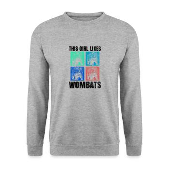 Une fille aime les wombats, les rongeurs, les - Sweat-shirt Unisexe - gris chiné - Devant - Alina (178cm) & Michal (187cm)
