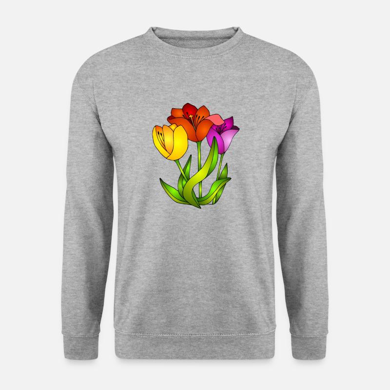 Blumen - Unisex Pullover - Weißgrau meliert