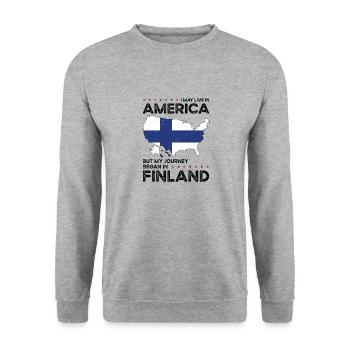 Né finlandais Finlande États-Unis - Sweat-shirt Unisexe - gris chiné - Devant - Alina (178cm) & Michal (187cm)