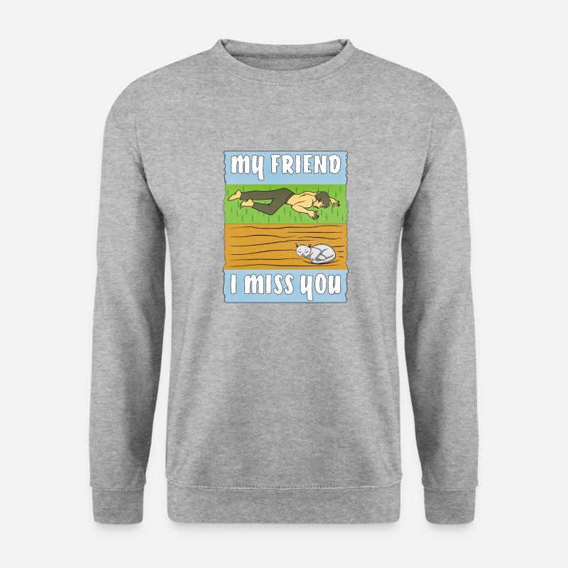 MENSCH TRAURIG KATZE - Unisex Pullover - Weißgrau meliert