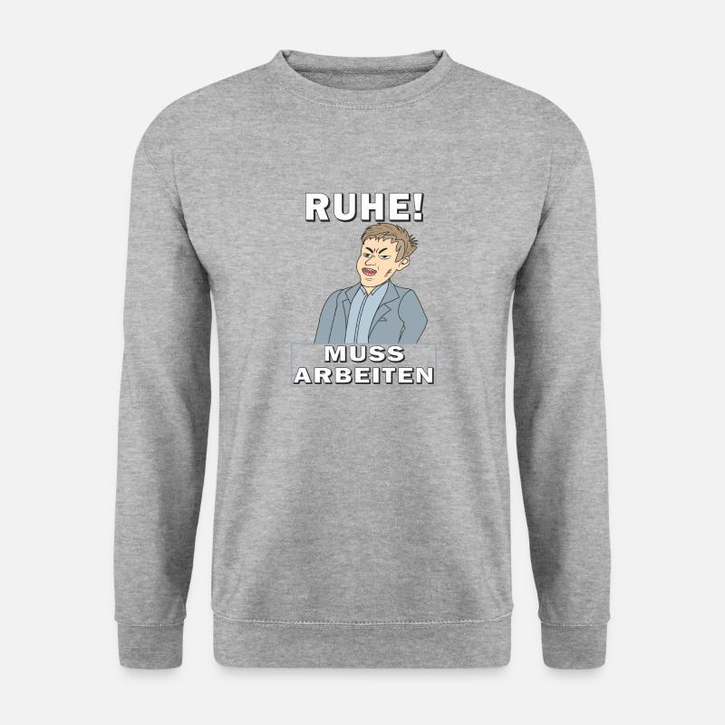 RUHE MUSS ARBEITEN - Unisex Pullover - Weißgrau meliert