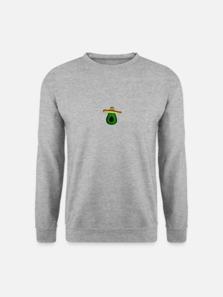Mexikanische Avocado mit Sombrero - Unisex Pullover - Weißgrau meliert