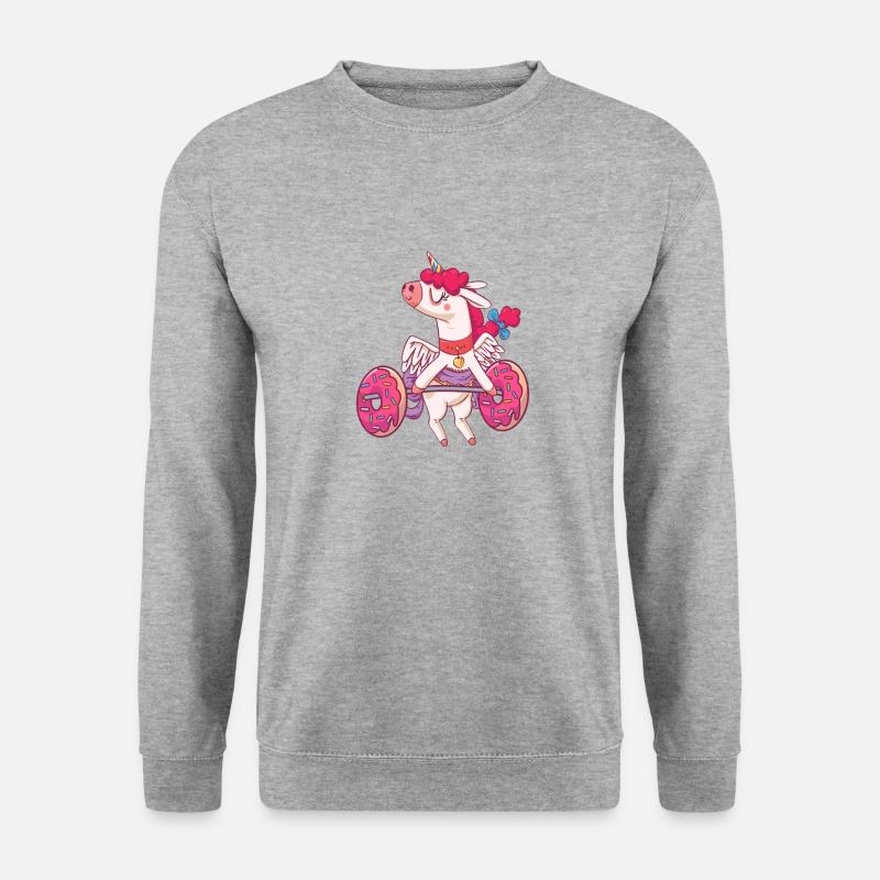 Einhorn Kreuzheben - Unisex Pullover - Weißgrau meliert