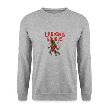 Larp Saurus T-REX RPG Role-playing game - Unisex Sweatshirt - salt & pepper - Front - Alina (178cm) & Michal (187cm)