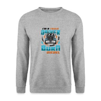 Le chauffeur de camion mange de la viande et boit de la bière - Sweat-shirt Unisexe - gris chiné - Devant - Alina (178cm) & Michal (187cm)